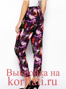 Выкройка зауженных брюк - спинка
